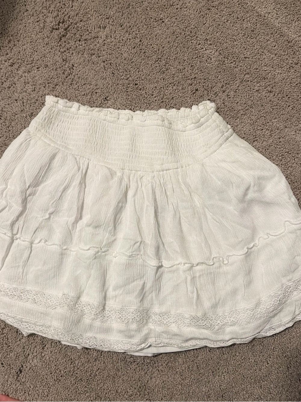 Hollister White Tiered Smocked Mini Skirt